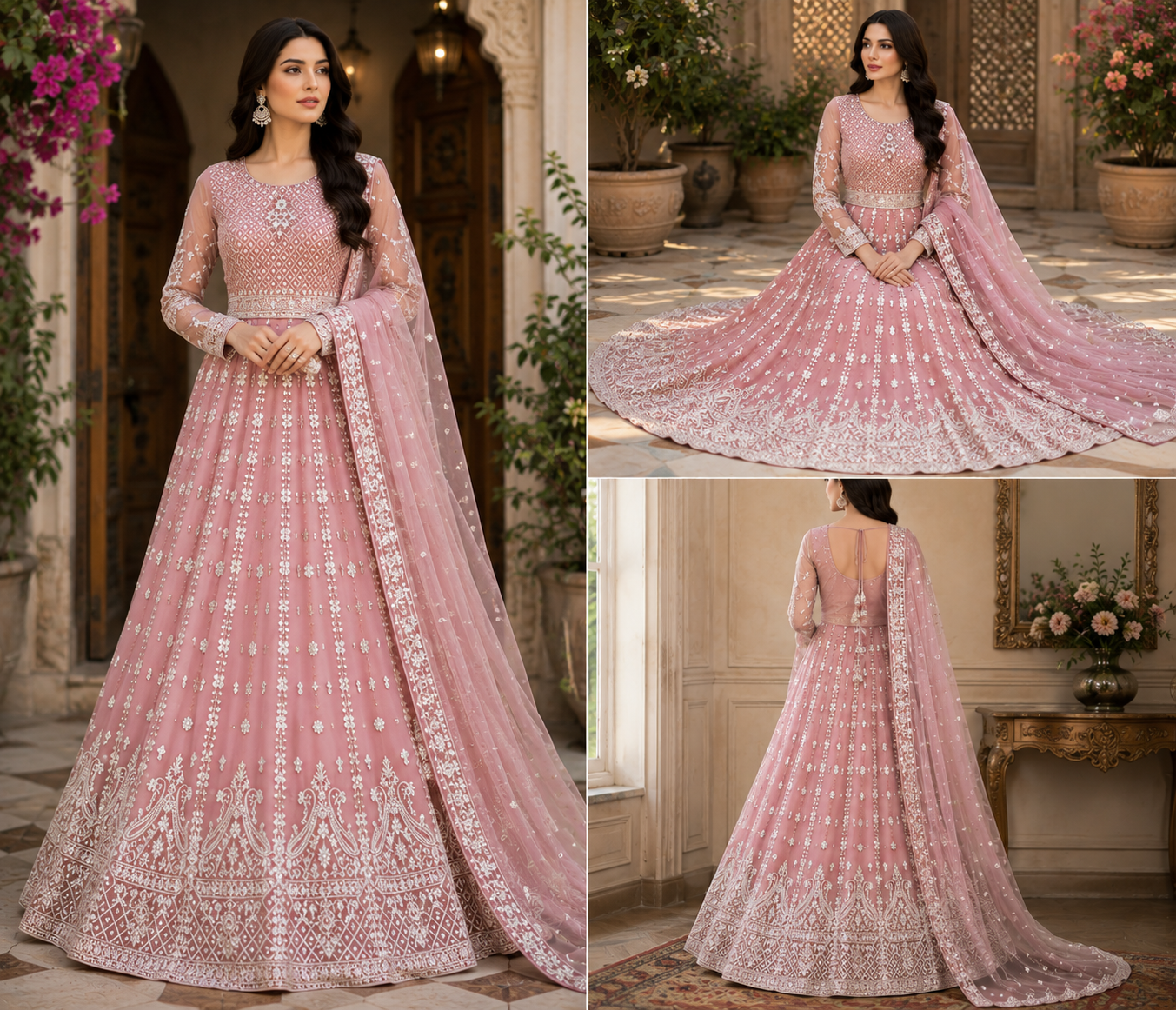 Dusty Rose Embroidered - 3 Piece