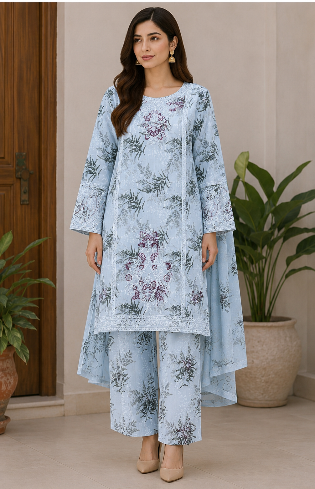 Finky Embroidered Suit - 3 Piece