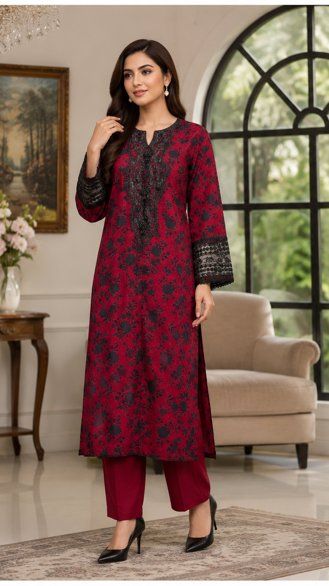 Midnight Rose Embroidered 2 Piece