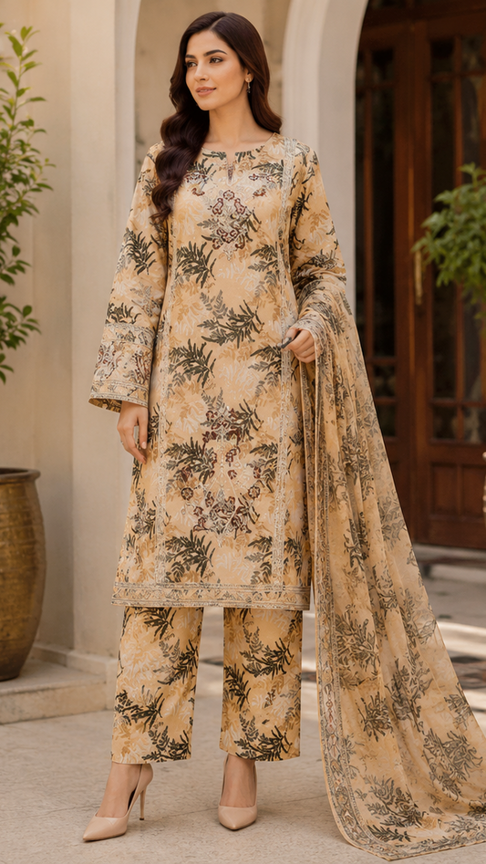 Desert Fern – 3 Piece Printed Suit