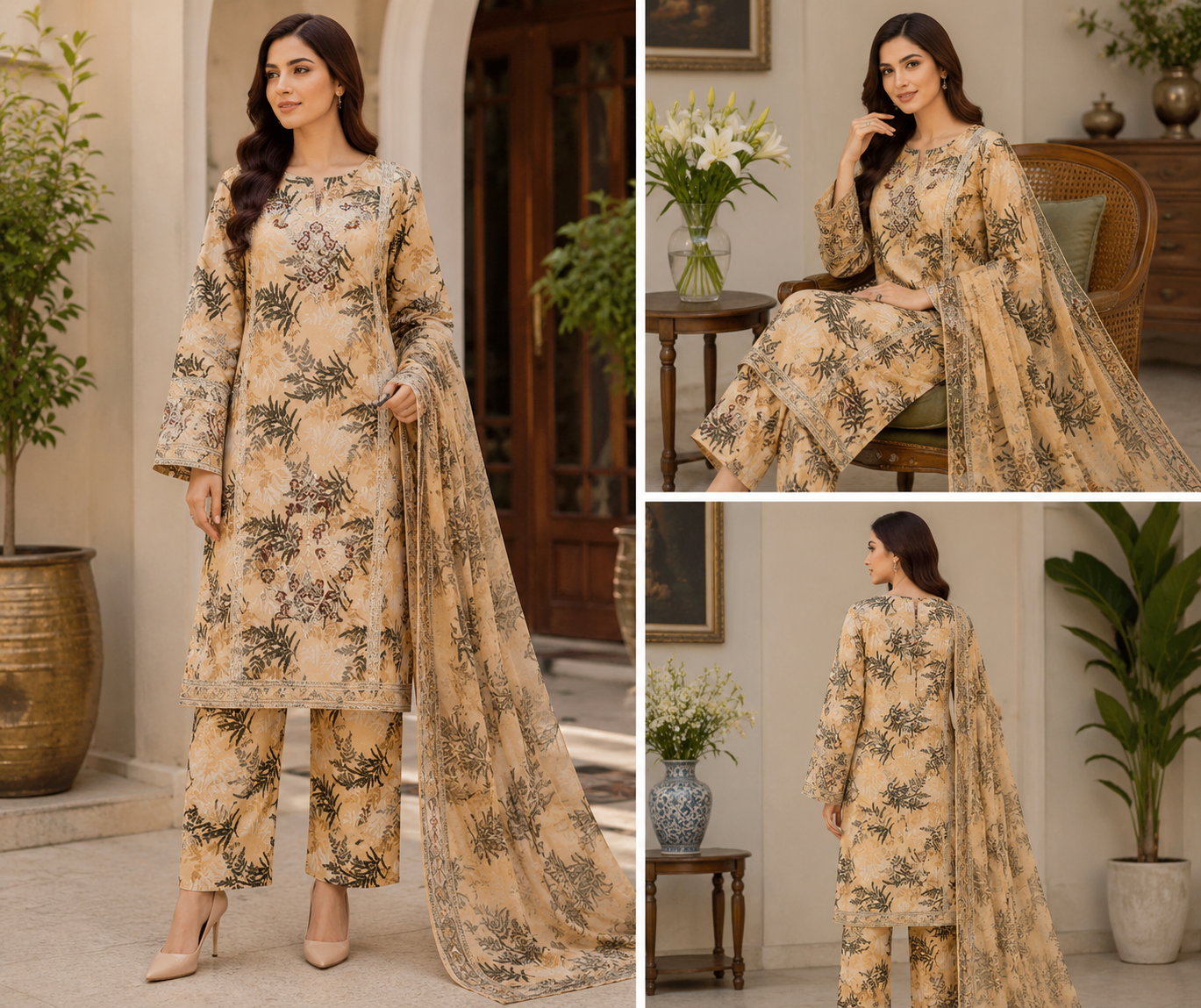 Desert Fern – 3 Piece Printed Suit