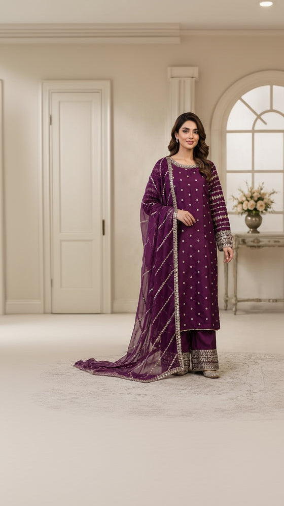 Royal Plum Palazzo Suit