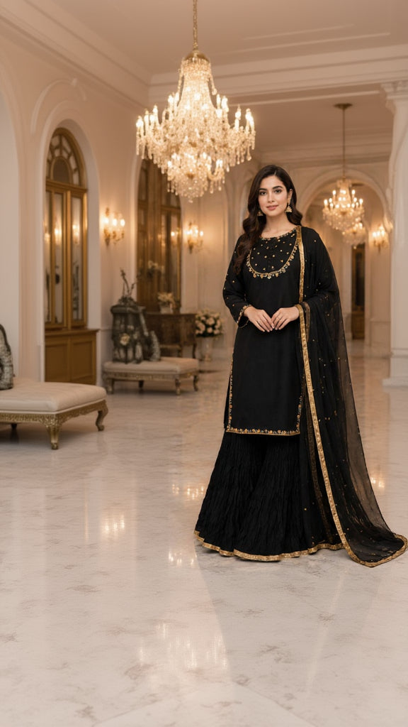 Midnight Gold Farshi Shalwar Suit