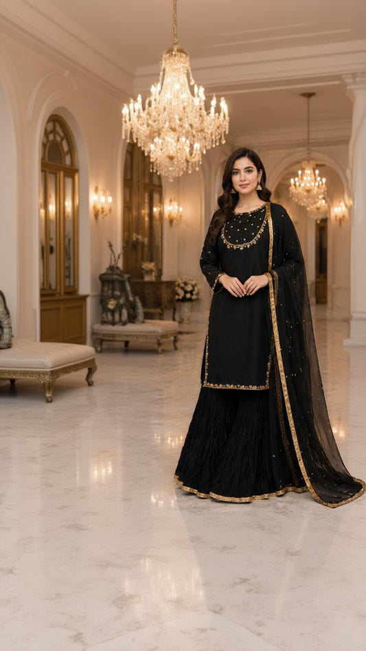 Midnight Gold Farshi Shalwar Suit