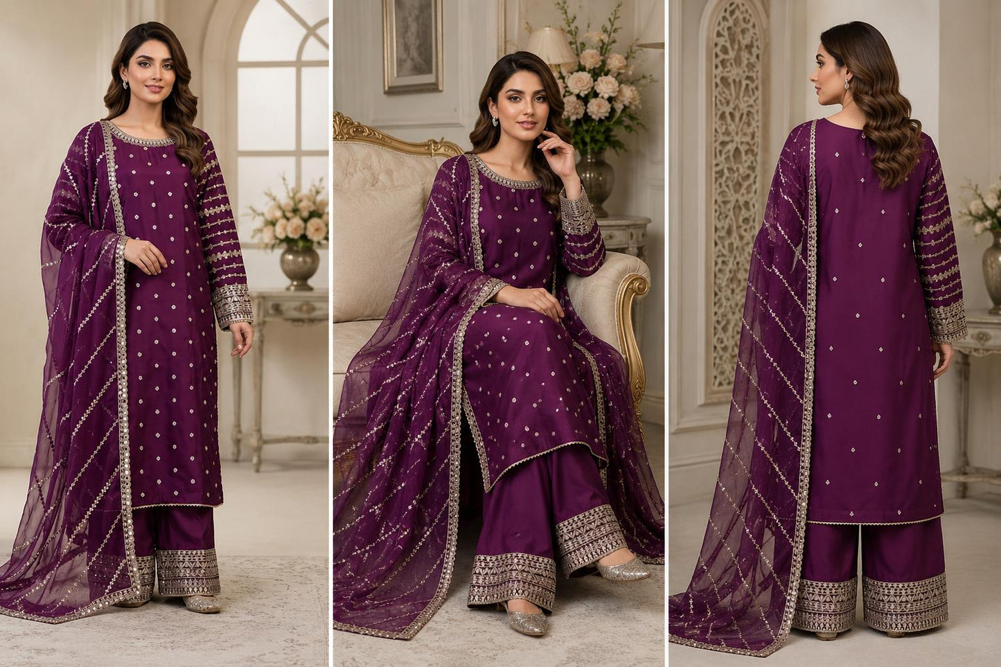 Royal Plum Palazzo Suit