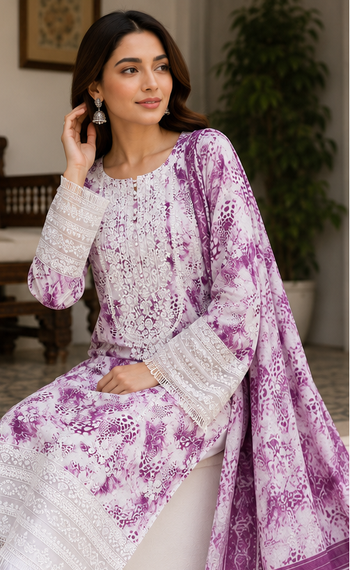 Lavender Bloom – Stitched 3 Piece Suit