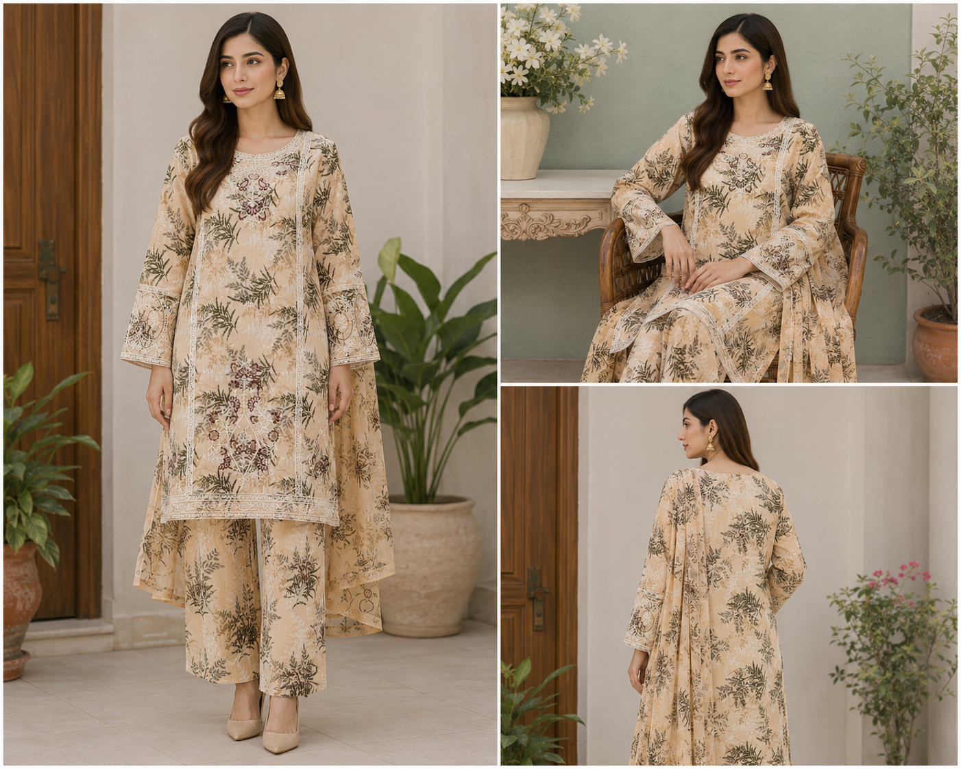Finky  Embroidered Suit - 3 Piece