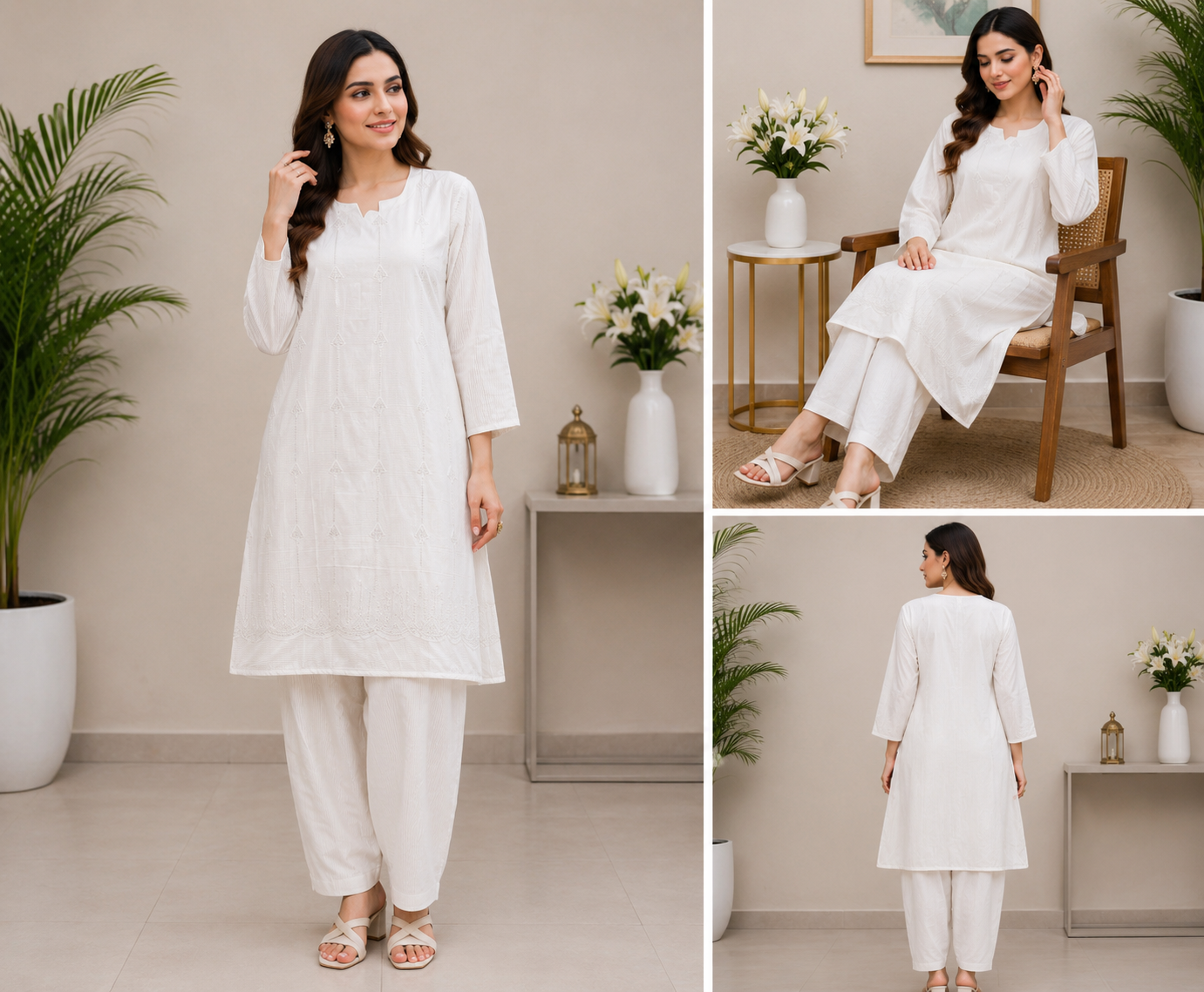 White Self-Embroidered Lawn Suit - 2 Piece