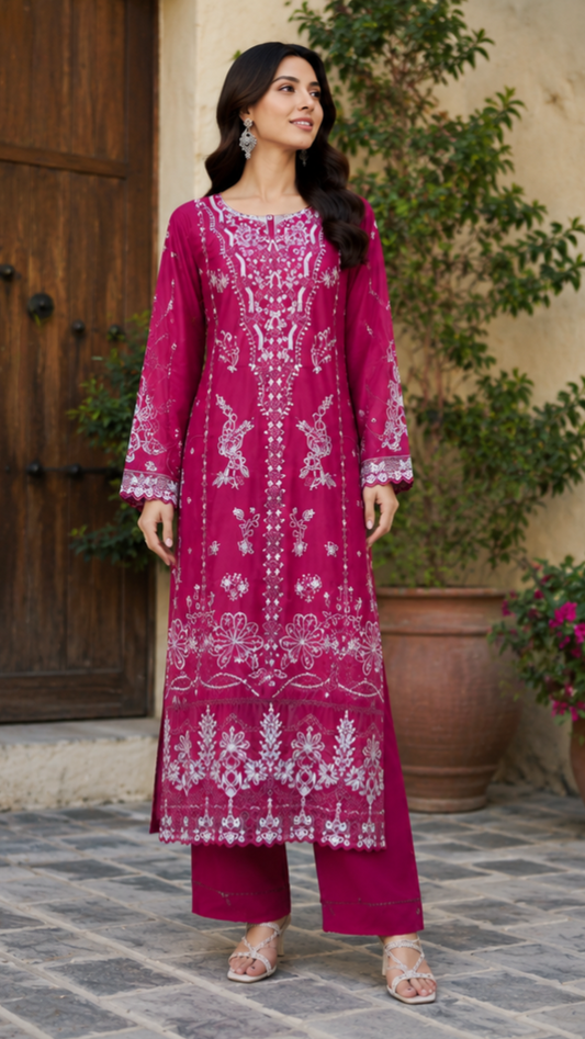 Ruby Bloom Embroidered Shirt - 2 Piece