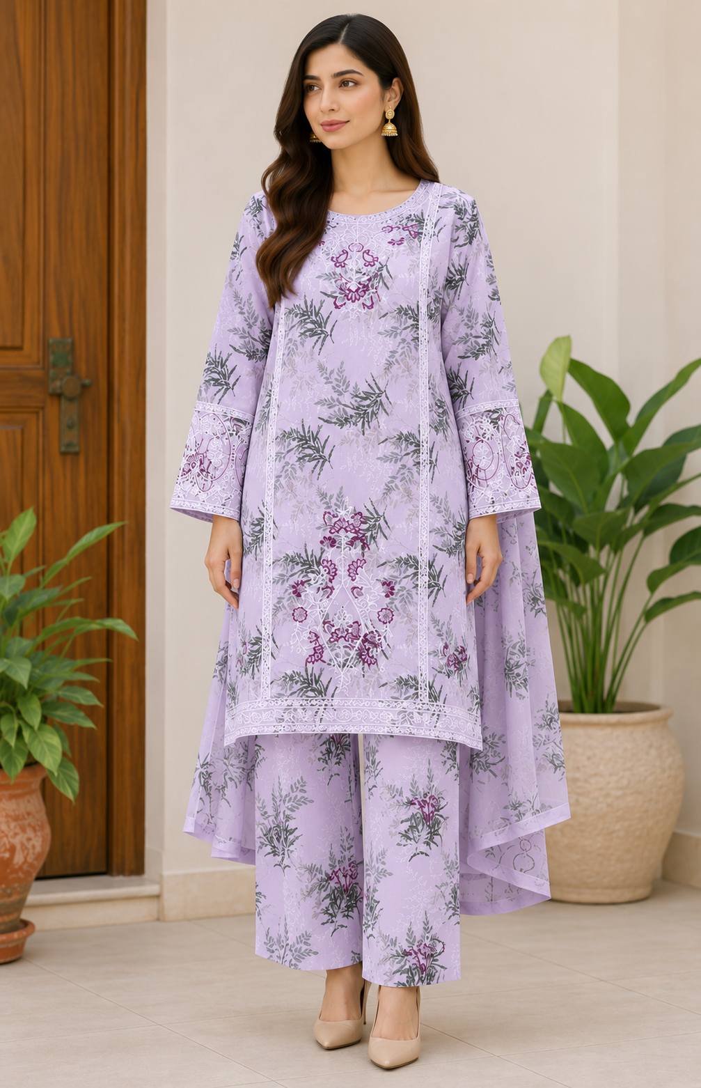 Finky  Embroidered Suit - 3 Piece
