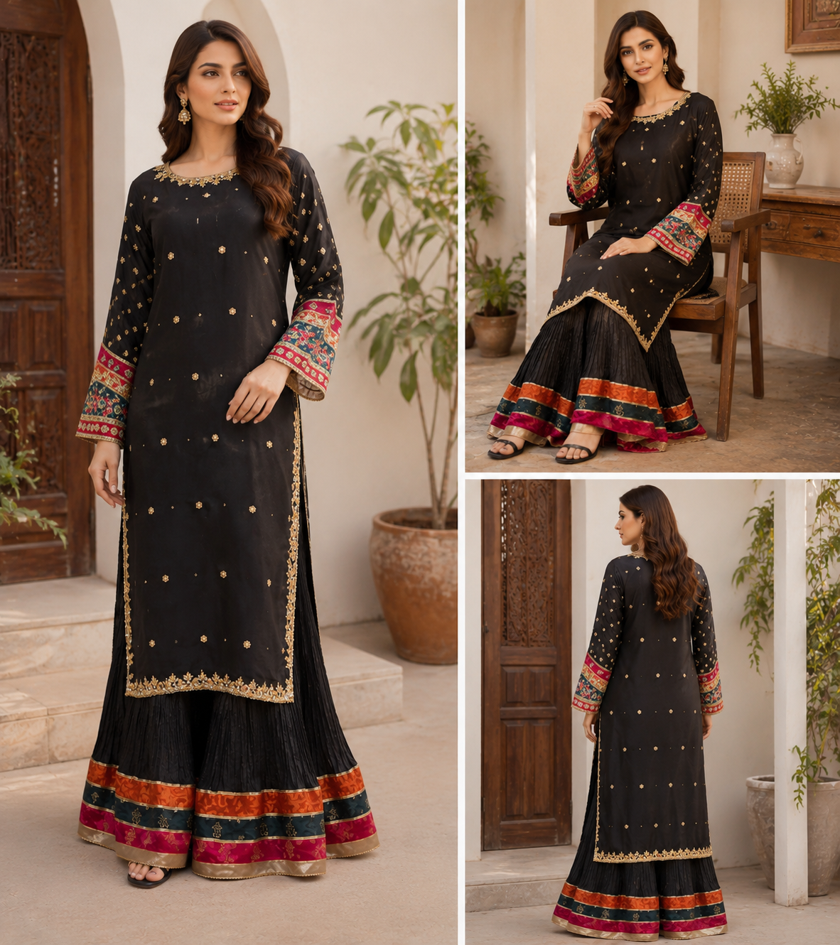 Rainbow Black 3 Piece suit