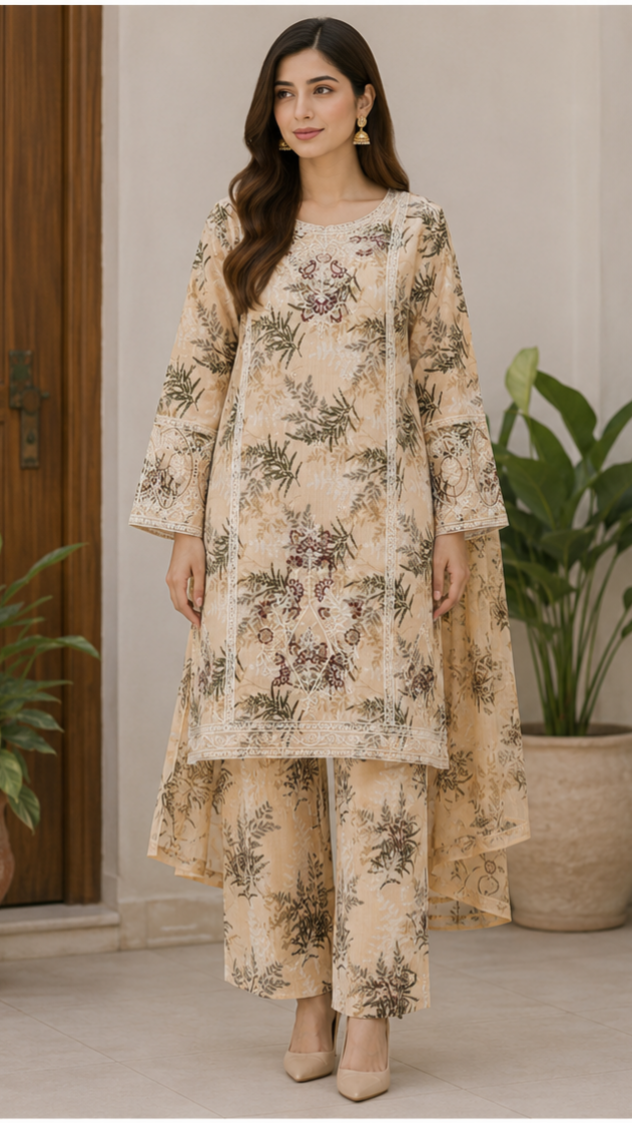 Finky  Embroidered Suit - 3 Piece