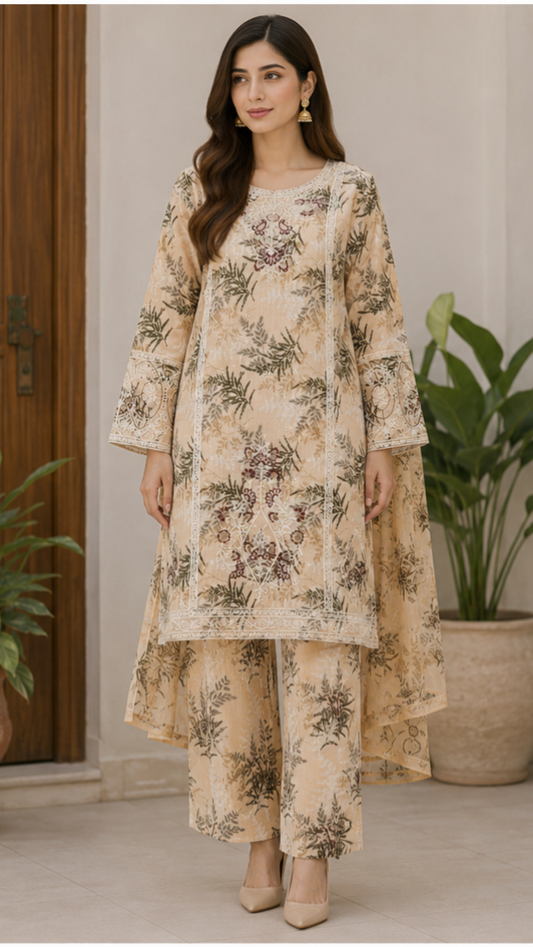 Finky  Embroidered Suit - 3 Piece