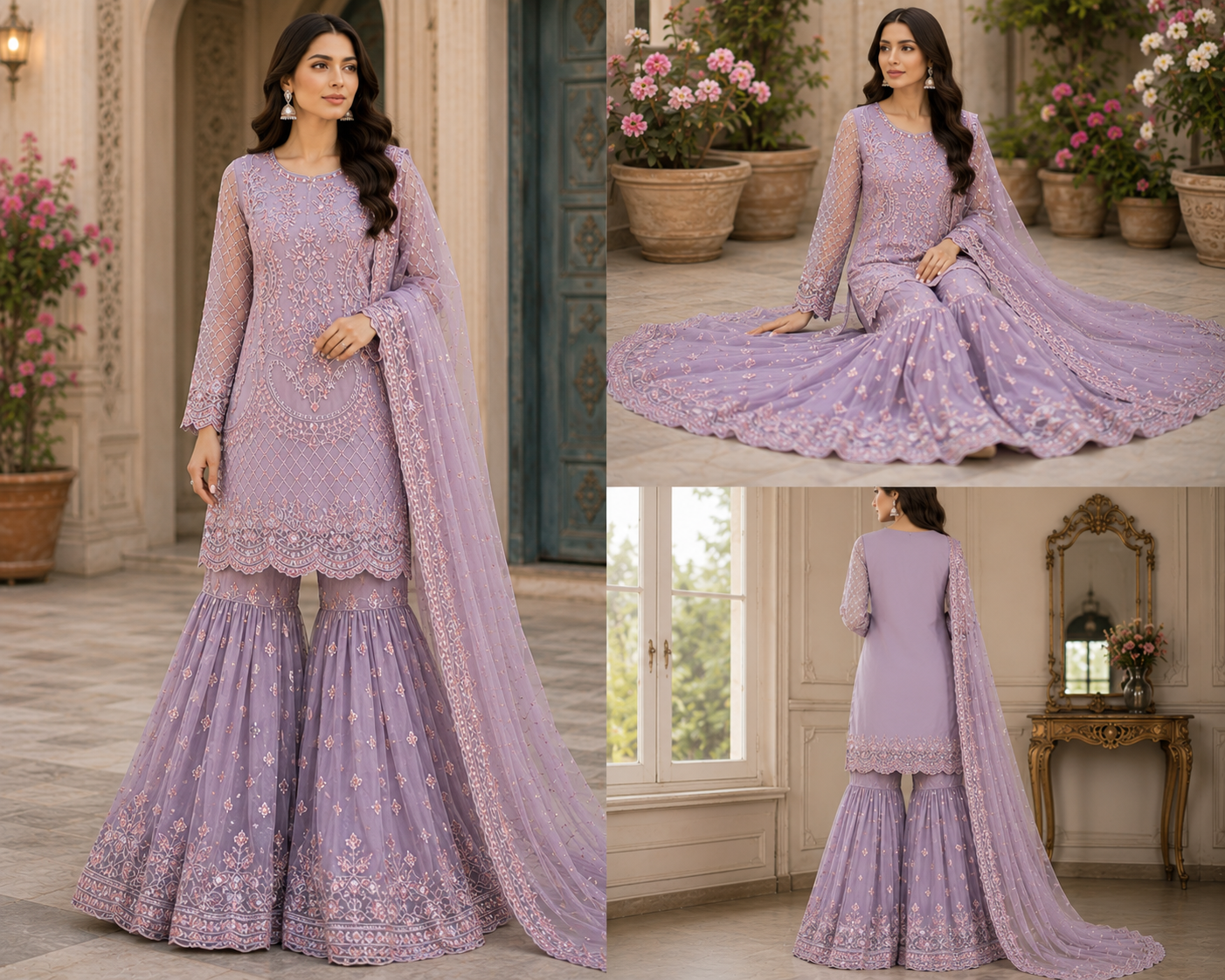 Lavender Embroidered - 3 Piece