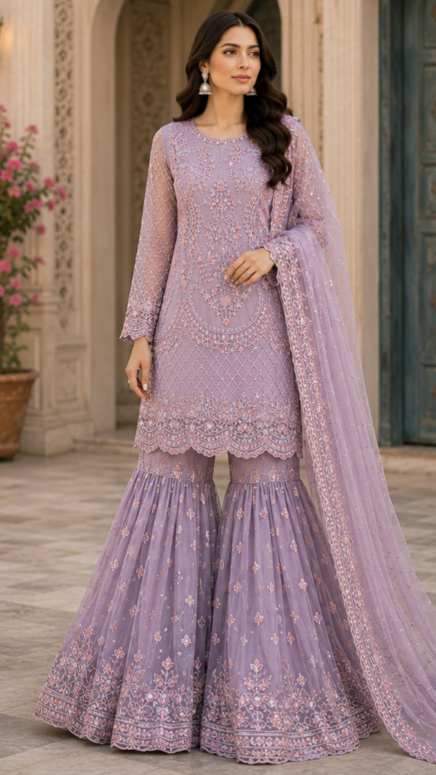 Lavender Embroidered - 3 Piece