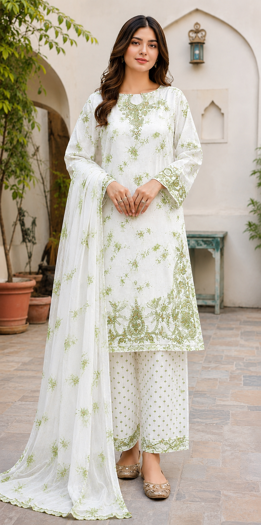 Peach Whisper Embroidered Suit - 3 Piece