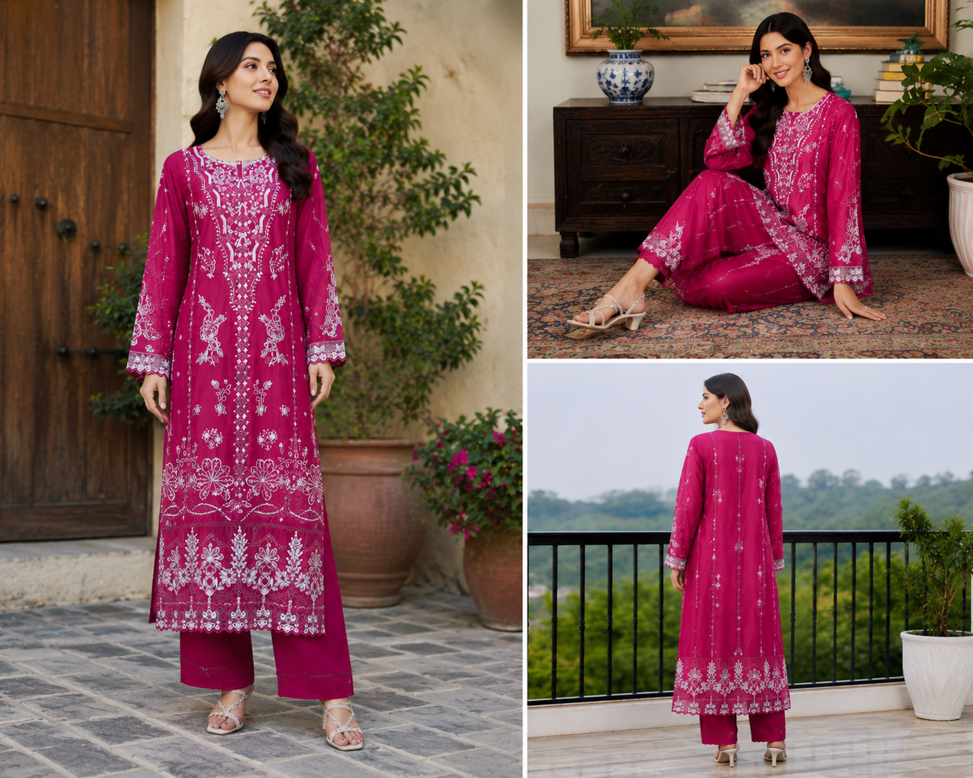 Ruby Bloom Embroidered Shirt - 2 Piece