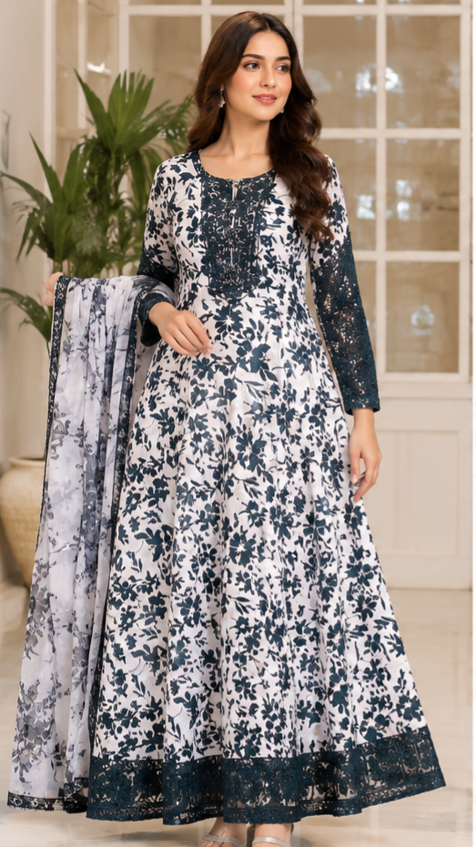 Black Bloom Embroidered Suit - 3 Piece